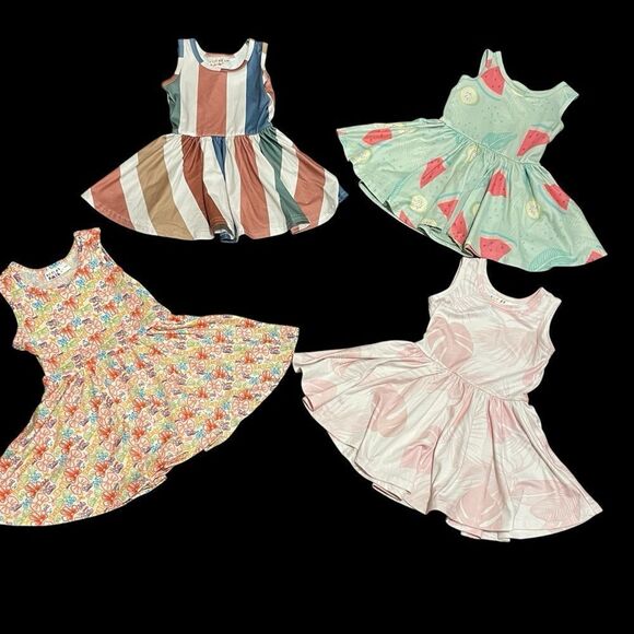 Dot Dot Smile Sleeveless Twirl 4 Dresses Pink Orange Brown Blue Green 12-24 mos - Picture 1 of 13